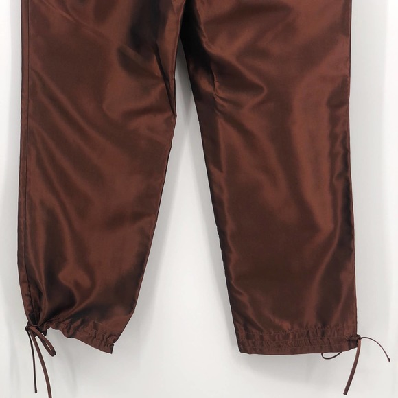 SoCa St John Metallic Pants Drawstring Tie Hem & Waist Pleated Front Brown 4 - Picture 6 of 8